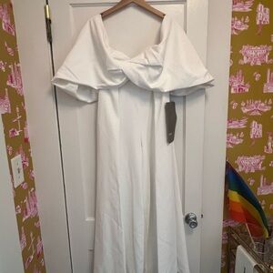 ASOS Edition Erin off shoulder drape wedding jumpsuit